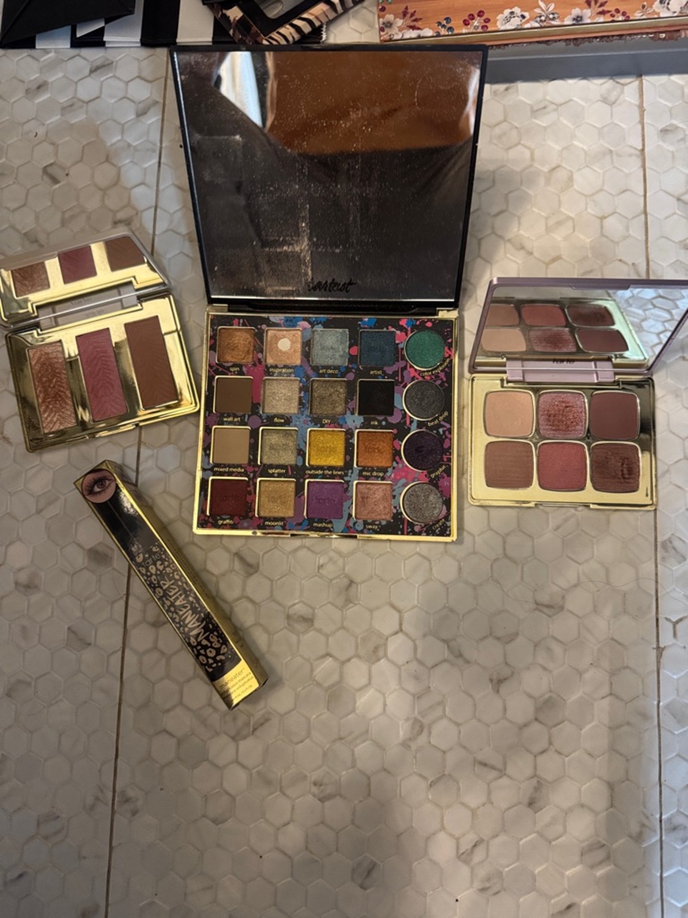 tarte Eyeshadow Palette Set in Gold, Green, Purple, Pink, Brown